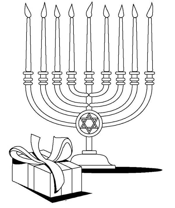 Coloriage cadeau Hanoucca