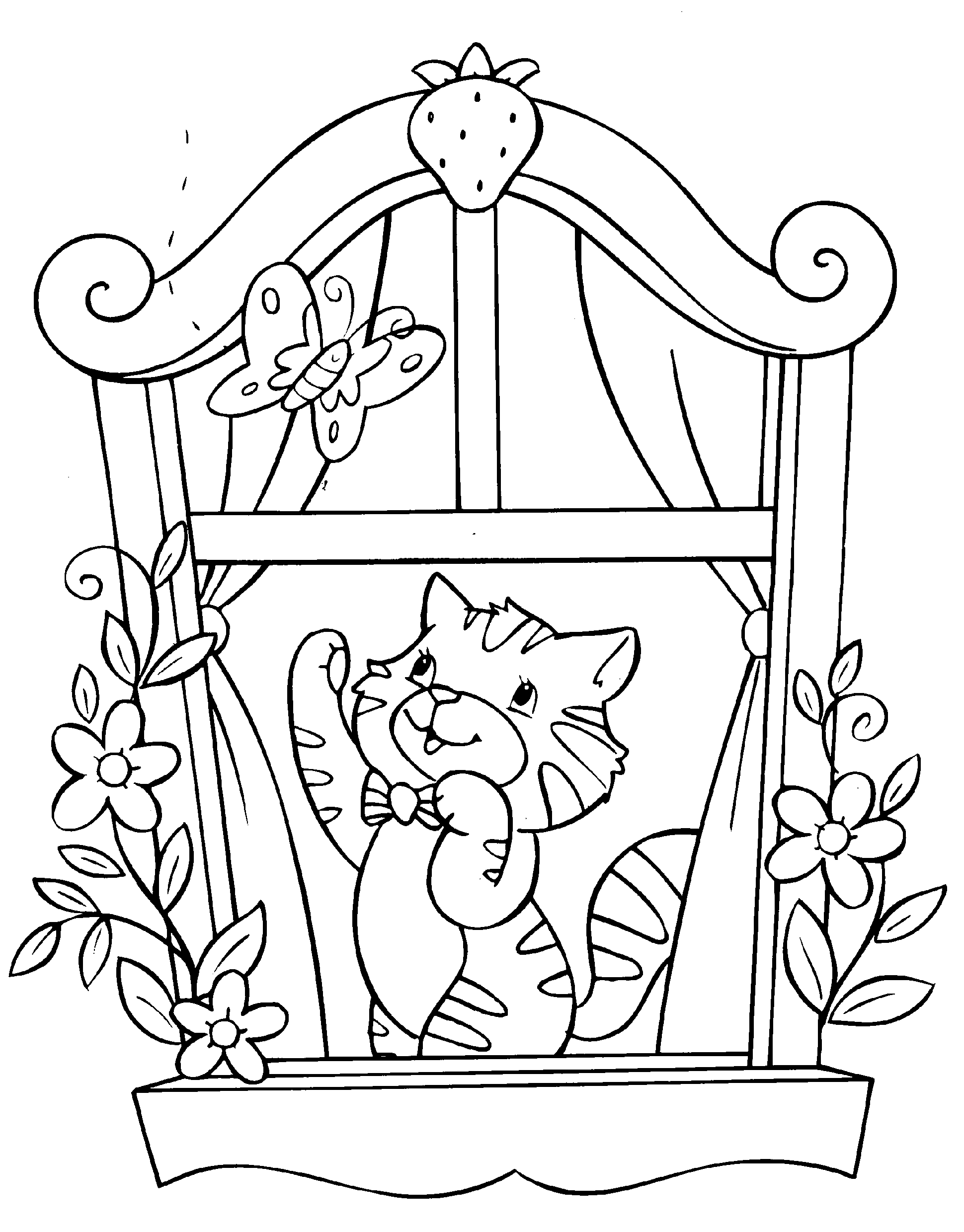 Kitten And Butterfly coloring page