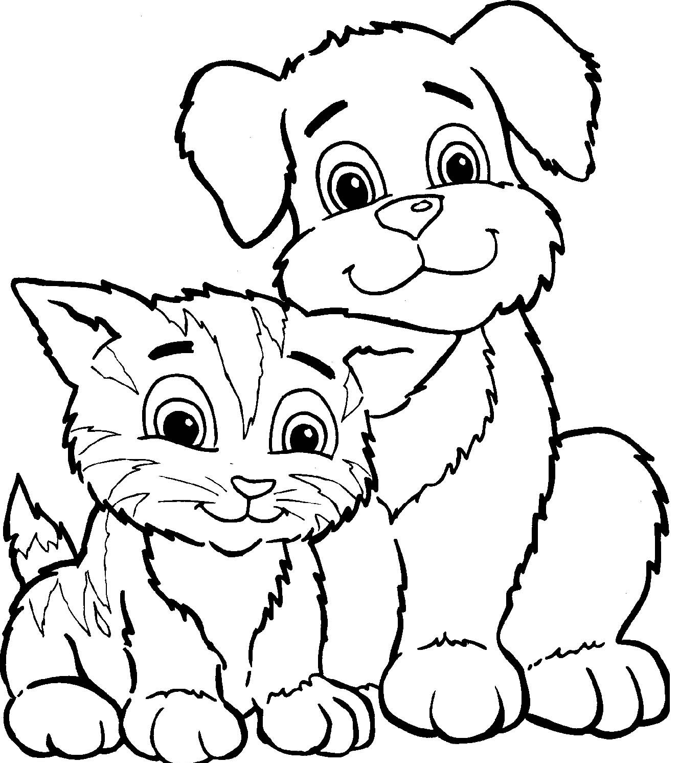 printable coloring pages of puppies and kittens