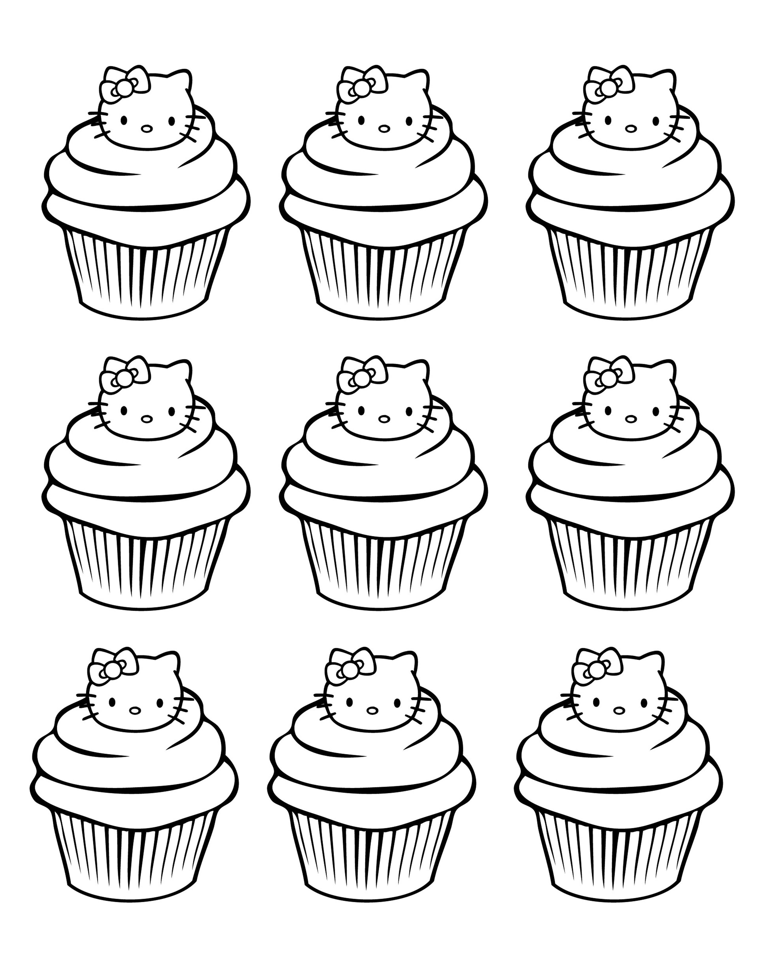 Disegno di Cupcake di Hello Kitty da colorare