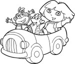 Disegno di Dora l'esploratrice in auto da colorare