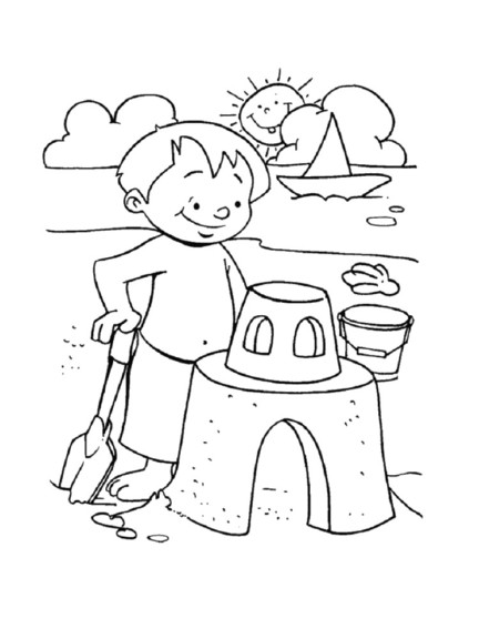 Coloriage enfant plage