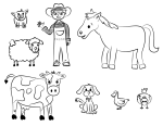 Farmer And His Animals coloring page