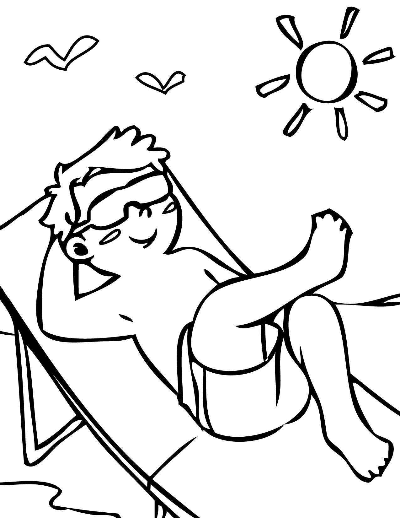Boy At The Beach coloring page