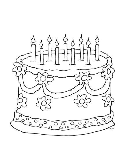 Disegno di Torta con candele da colorare