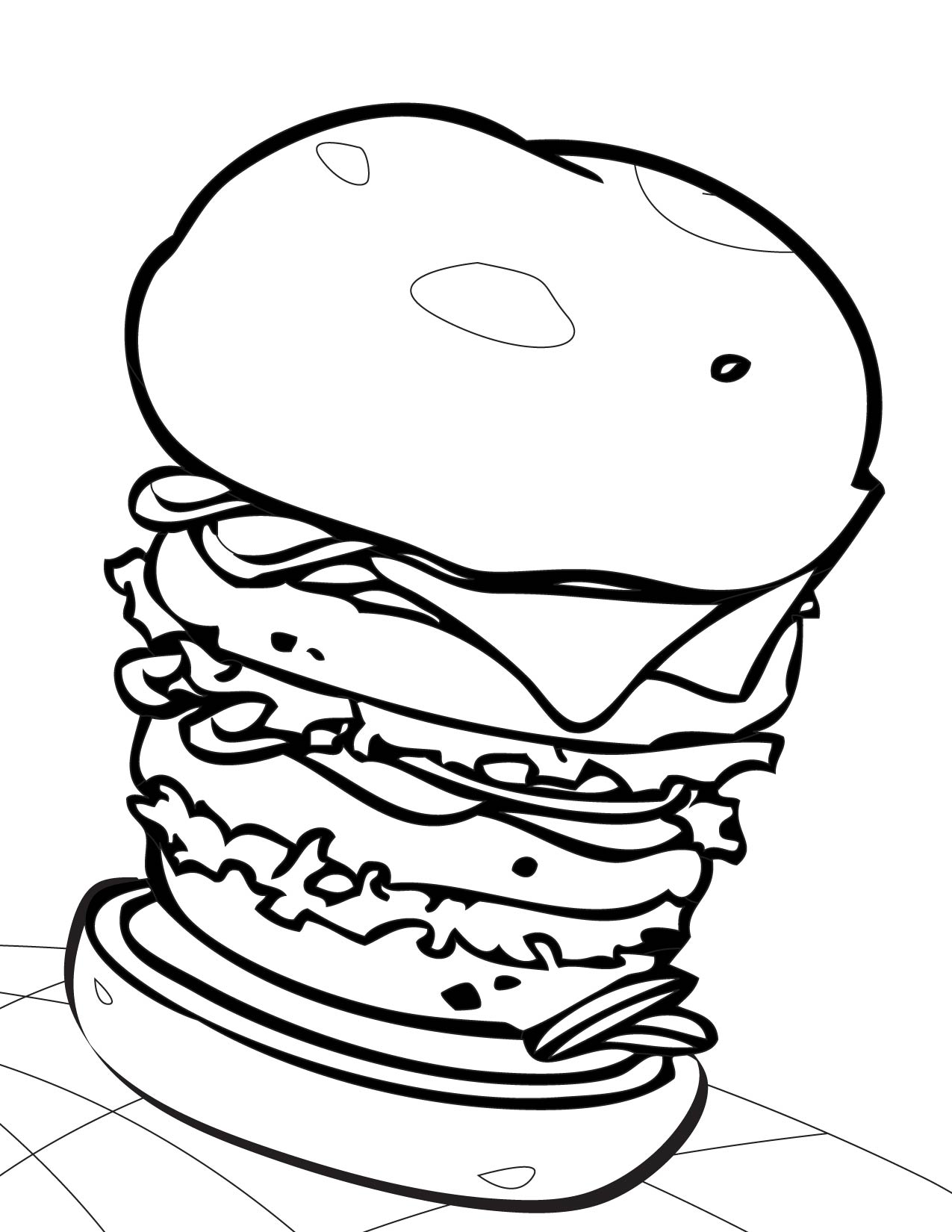 Disegno di Hamburger grande da colorare