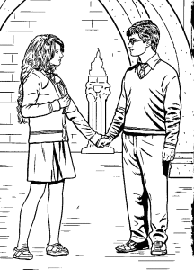 Coloriage Hermione et Harry Potter à imprimer