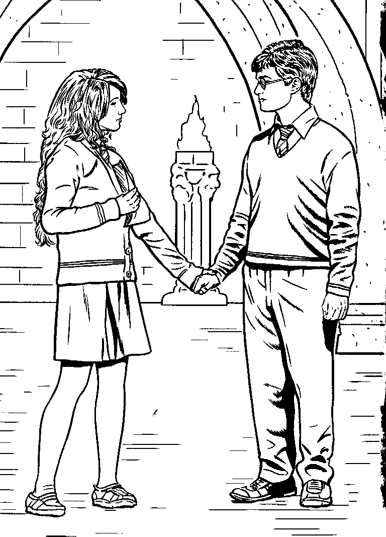 Hermione And Harry Potter coloring page