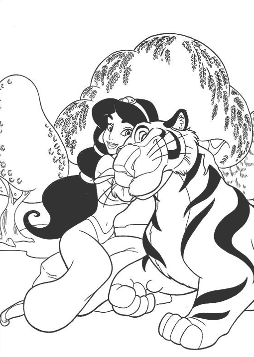 Jasmine And Her Tiger coloring page