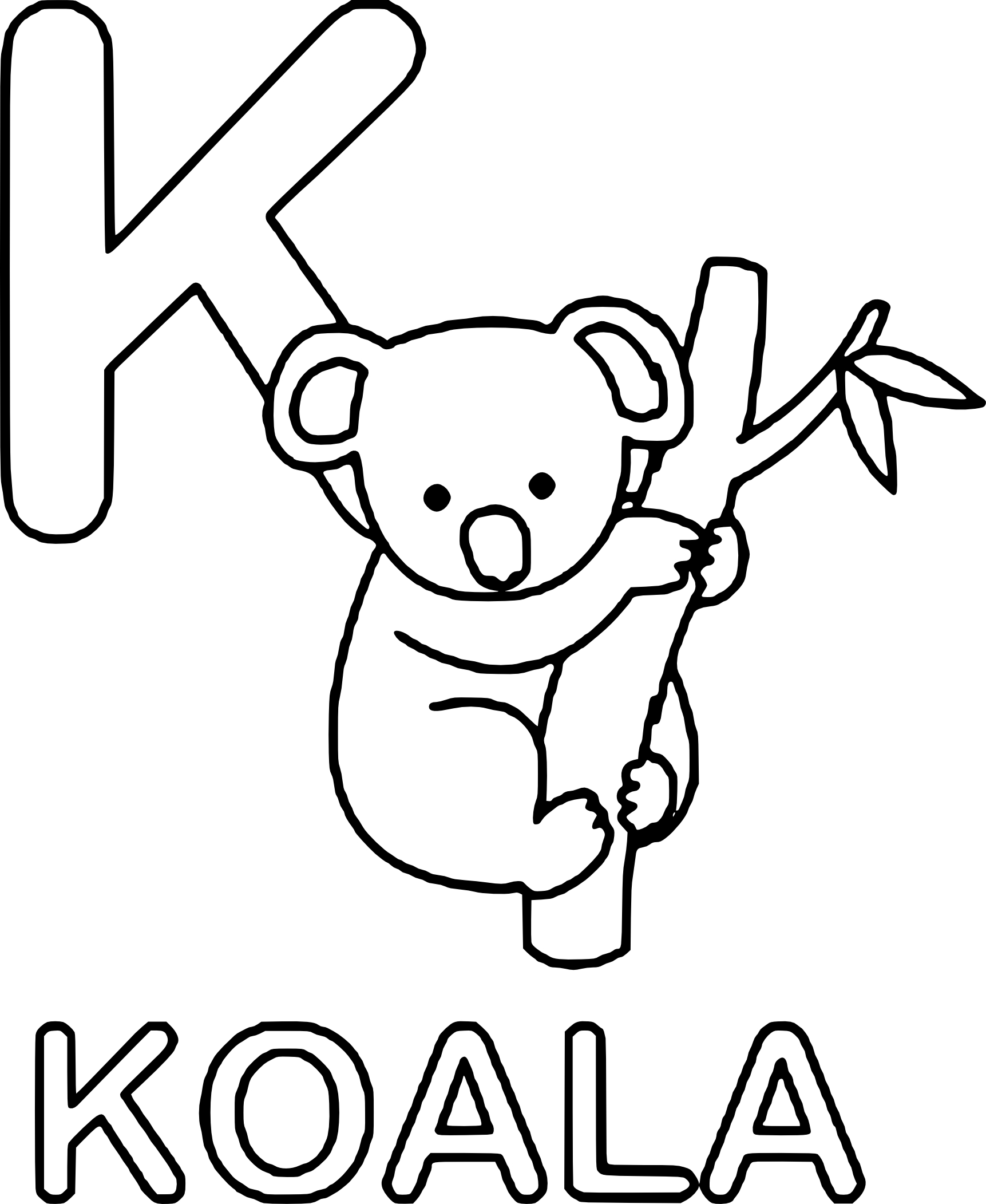 Coloriage Koala alphabet