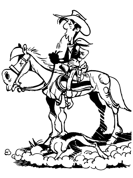 Disegno di Lucky Luke e Jolly Jumper da colorare