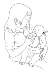 Coloriage maman donne biberon