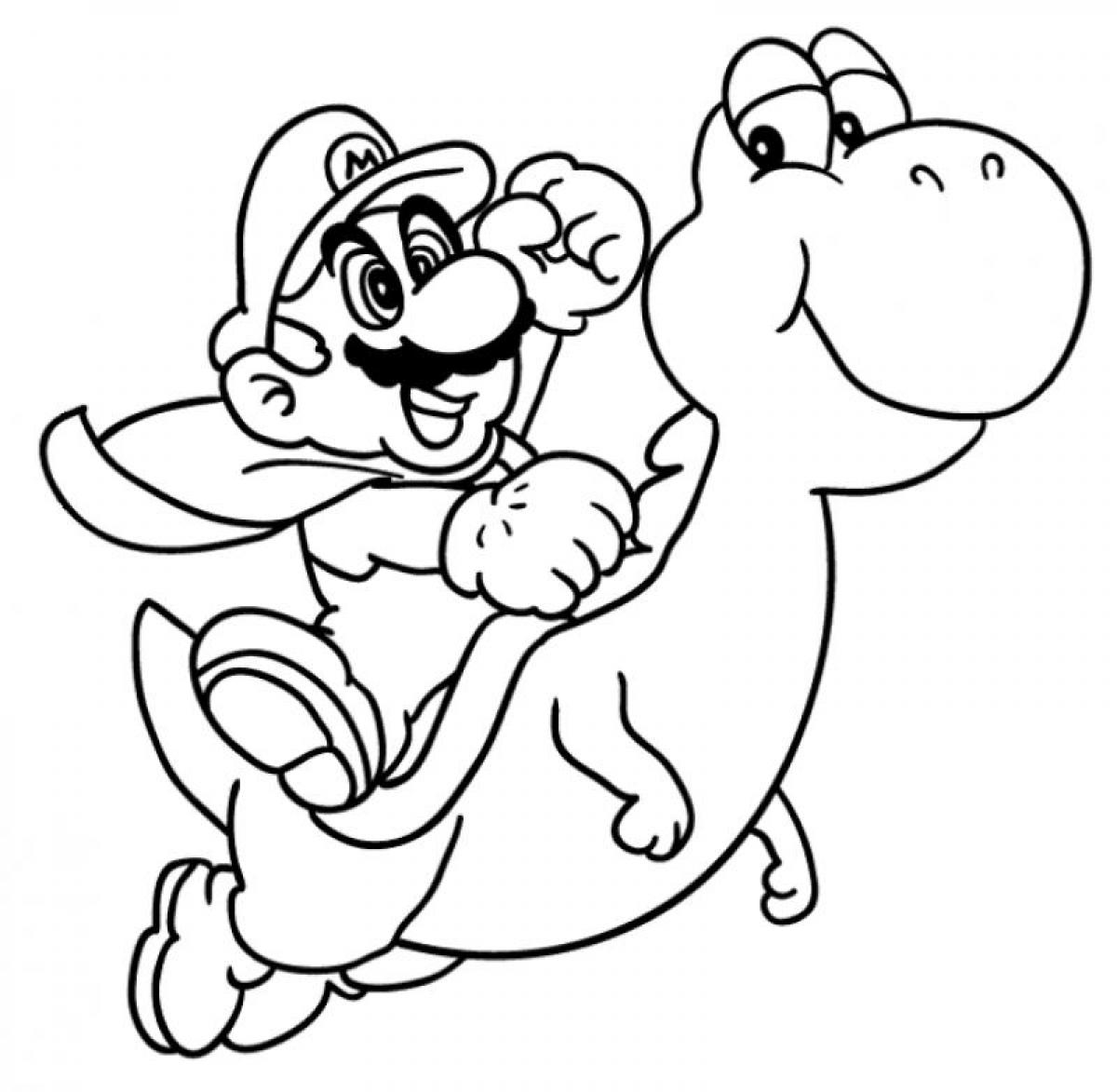 Coloriage Mario Yoshi