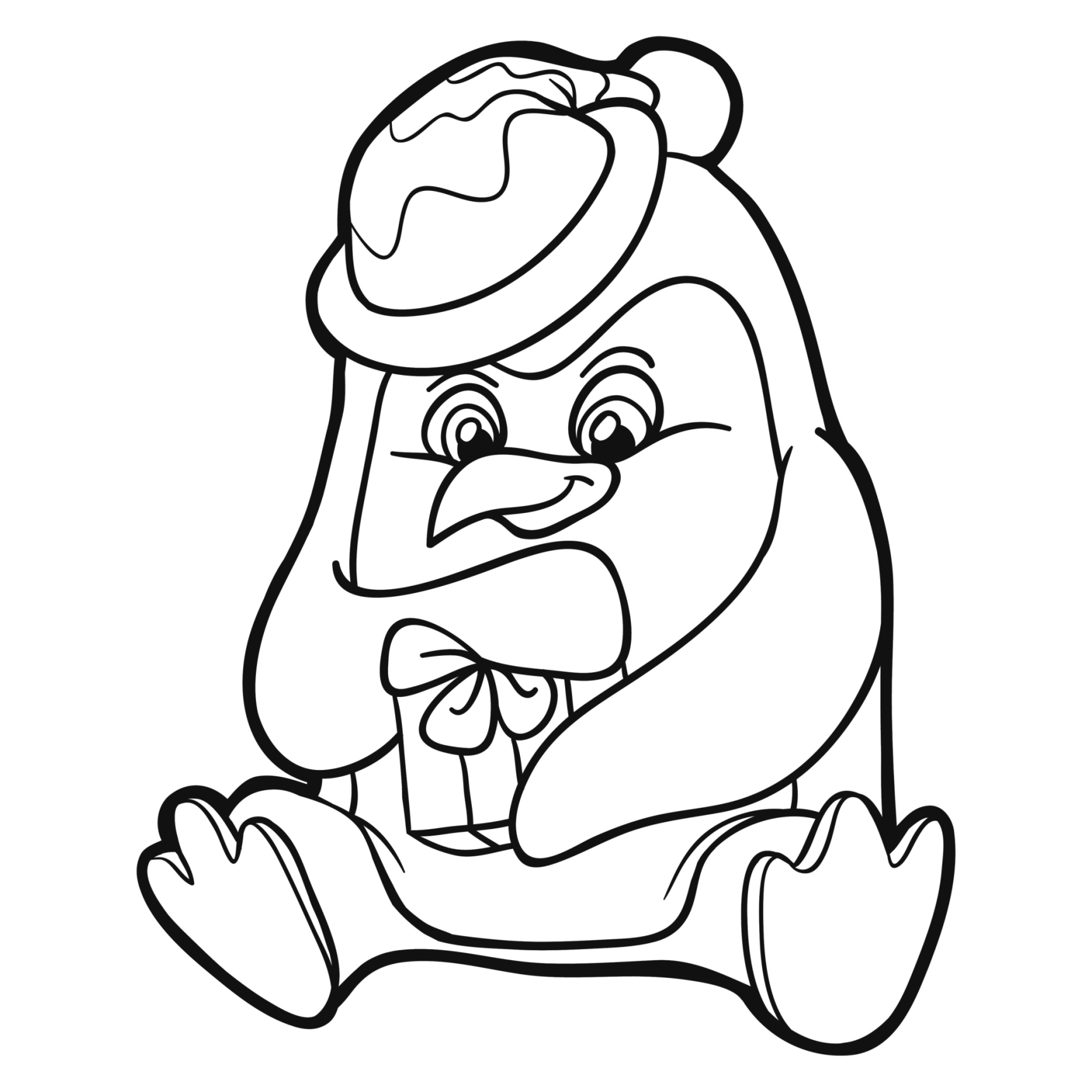 Penguin Christmas coloring page