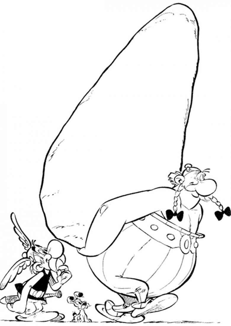 Coloriage Obelix menhir