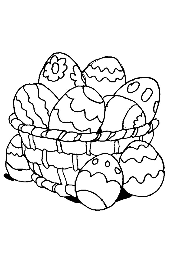 Disegno di Uova di Pasqua in un cestino da colorare
