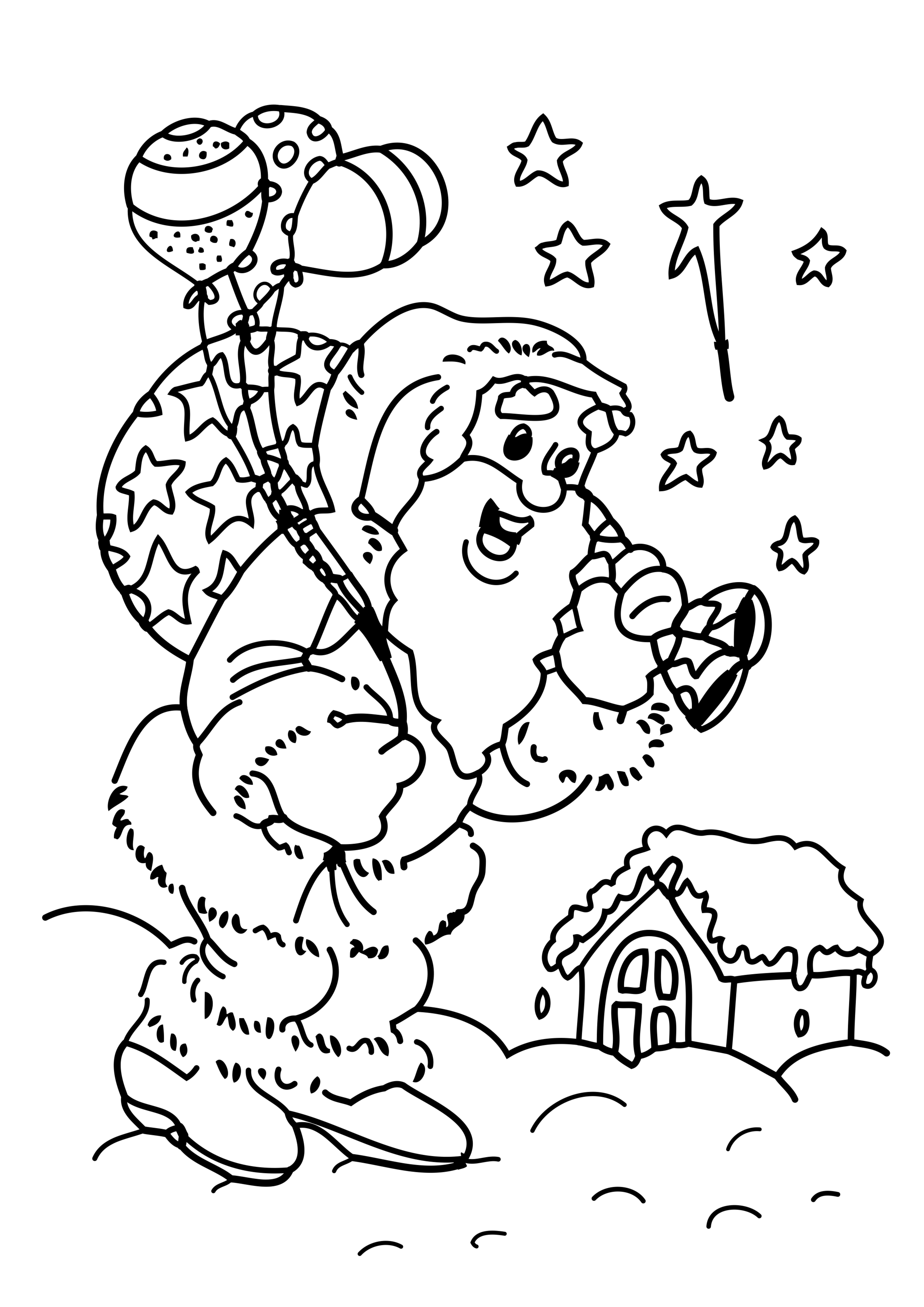 Coloriage père Noël cadeau à imprimer