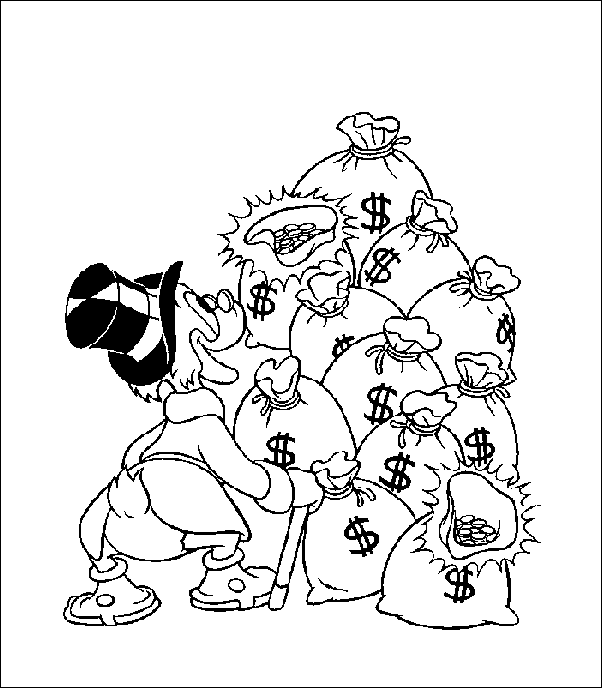 Scrooge With His Money coloring page