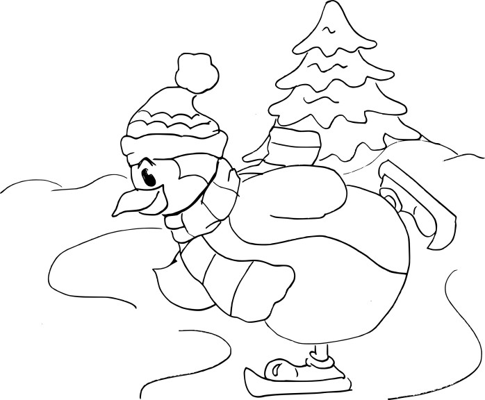 Disegno di Il pinguino a Natale da colorare