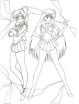 Disegno di Sailor Mars e Jupiter da colorare