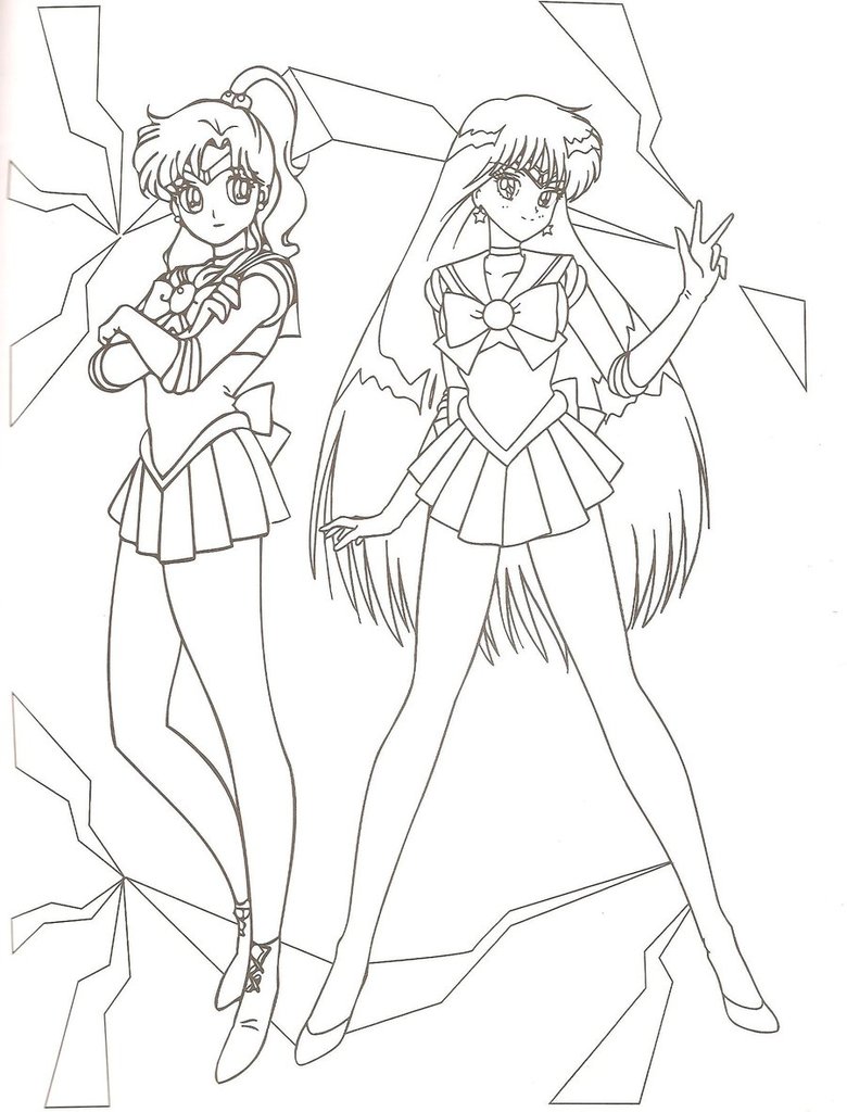 Disegno di Sailor Mars e Jupiter da colorare