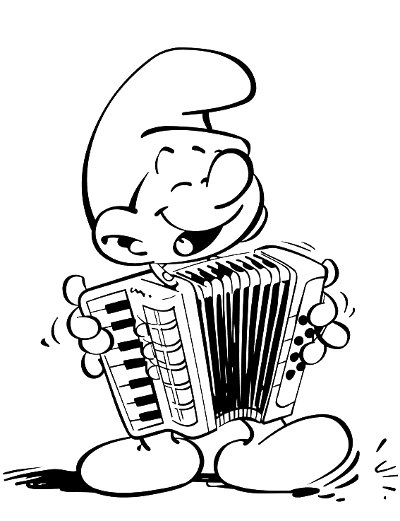 Smurf Musician coloring page