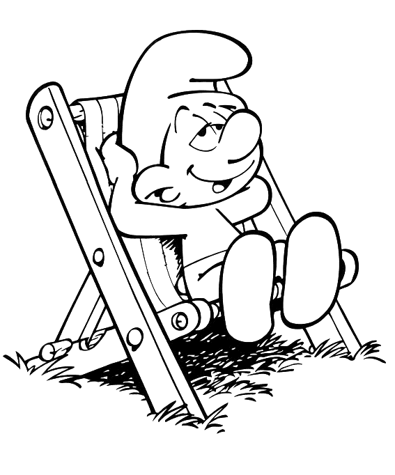 Lazy Smurf coloring page