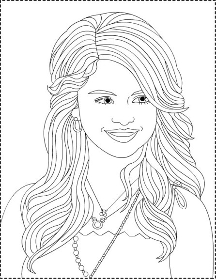 Coloriage Selena Gomez coiffure