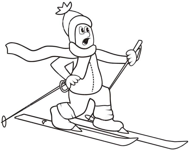 Skier coloring page