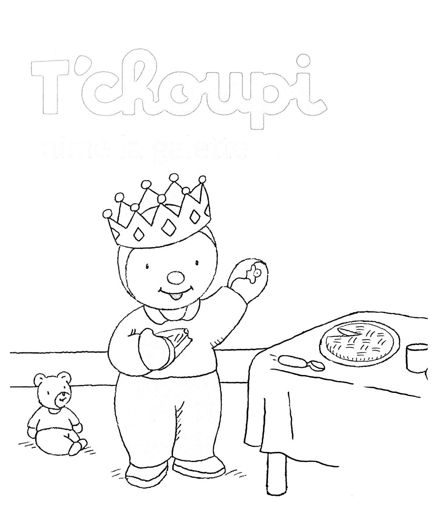 Disegno di Torta Tchoupi Kings da colorare