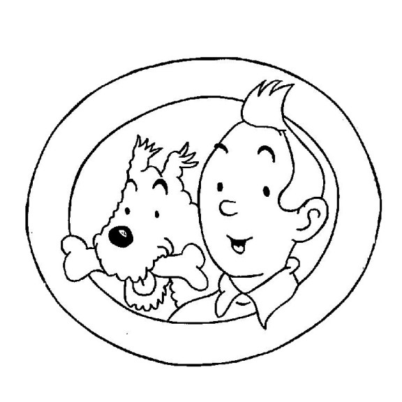 Disegno di Tintin e Snowy da colorare