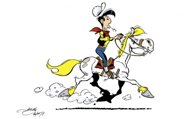 Disegno di Lucky Luke e Jolly Jumper da colorare