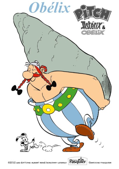 Disegno di Obelix con un menhir da colorare