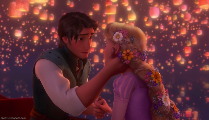 Disegno di Rapunzel e Flynn Rider da colorare