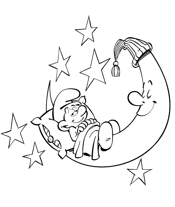 Free Lazy Smurf coloring page