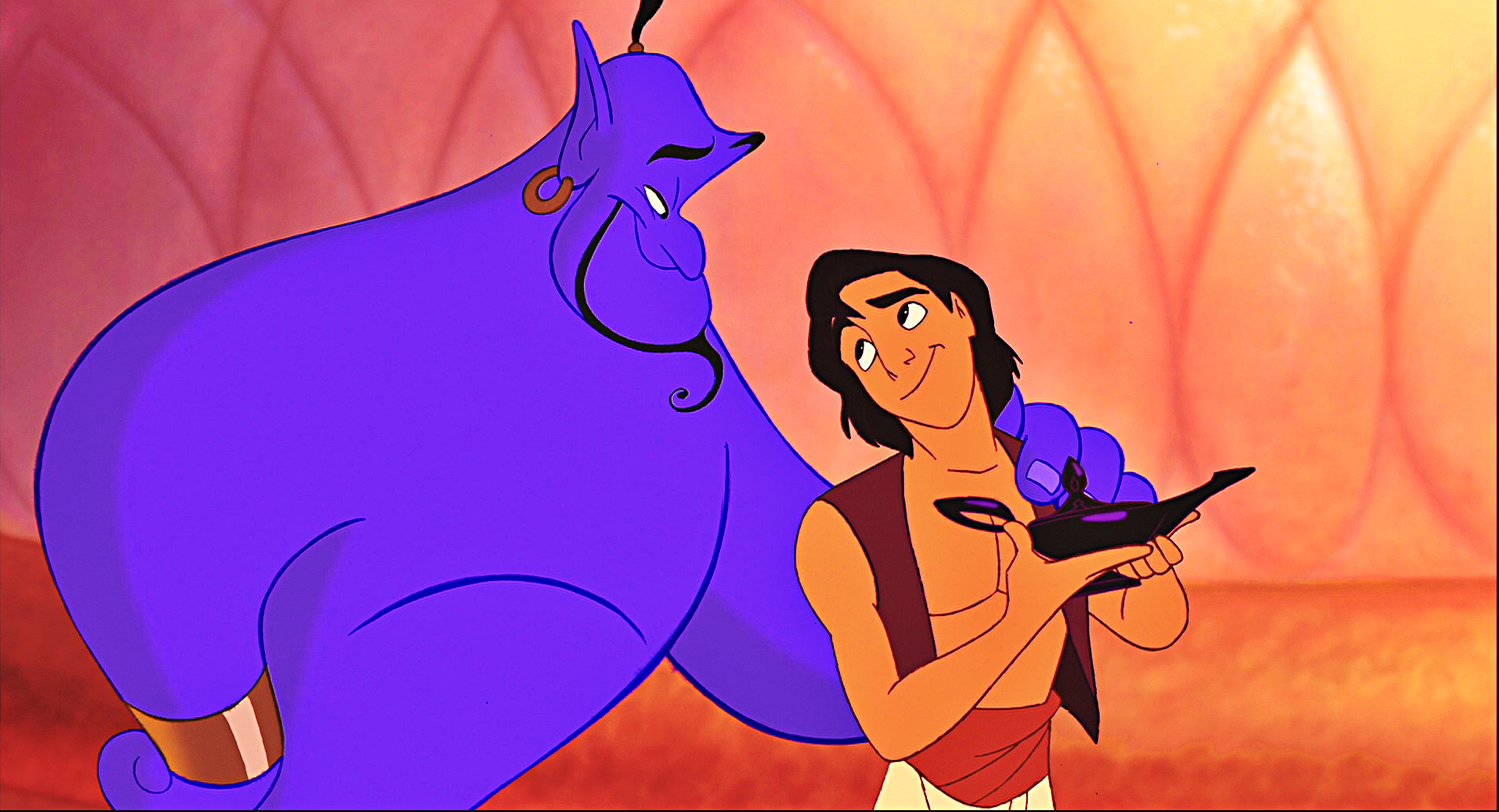 Coloriage Aladdin et le génie Disney à imprimer.
