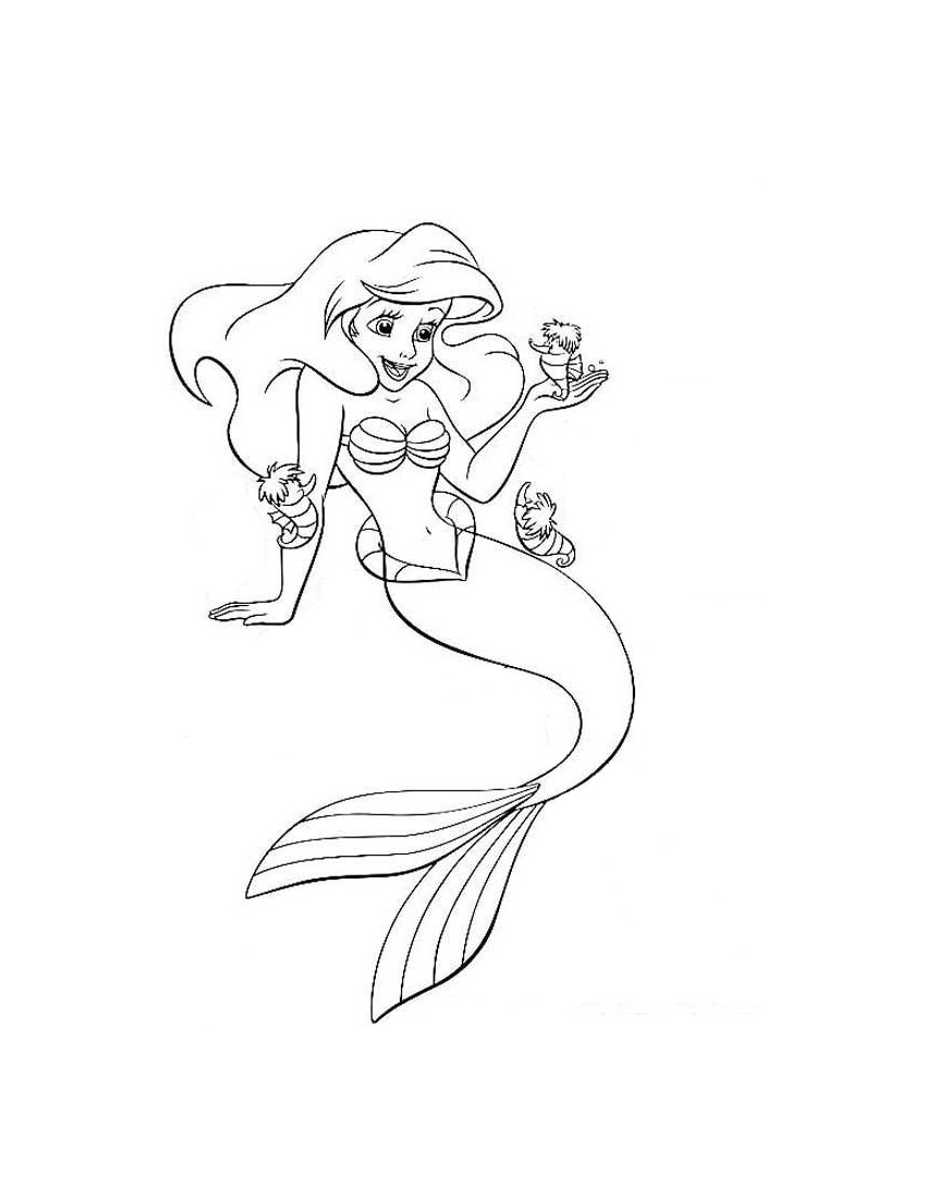 Ariel drawing and coloring page