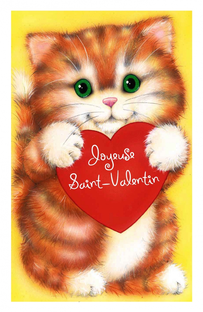 Coloriage St-Valentin chat à imprimer