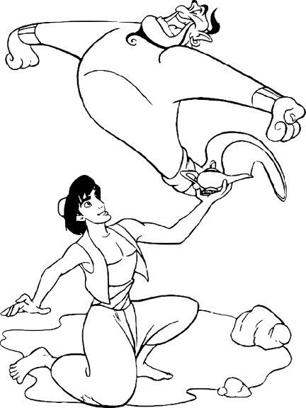 Aladdin Delivers The Genie coloring page