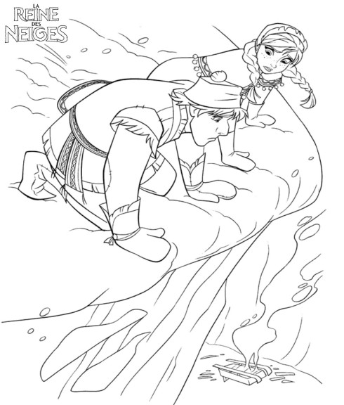 Disegno di Anna e Kristoff di Frozen da colorare