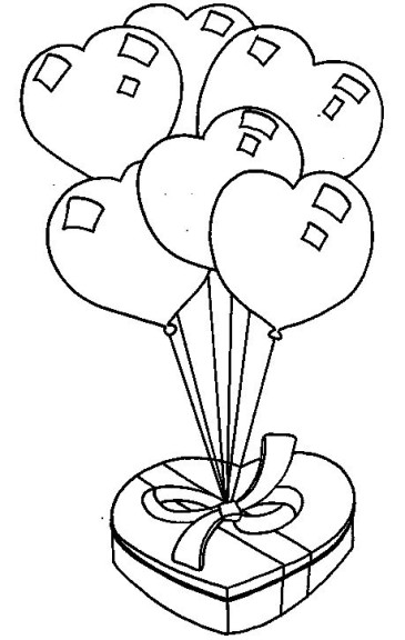 Coloriage ballon cadeau ST Valentin à imprimer