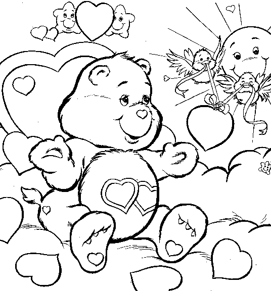 Care Bears On Valentines Day coloring page