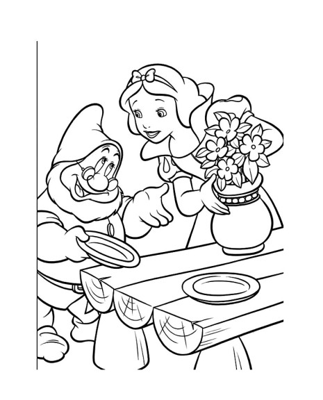 Snow White And Dwarf coloring page