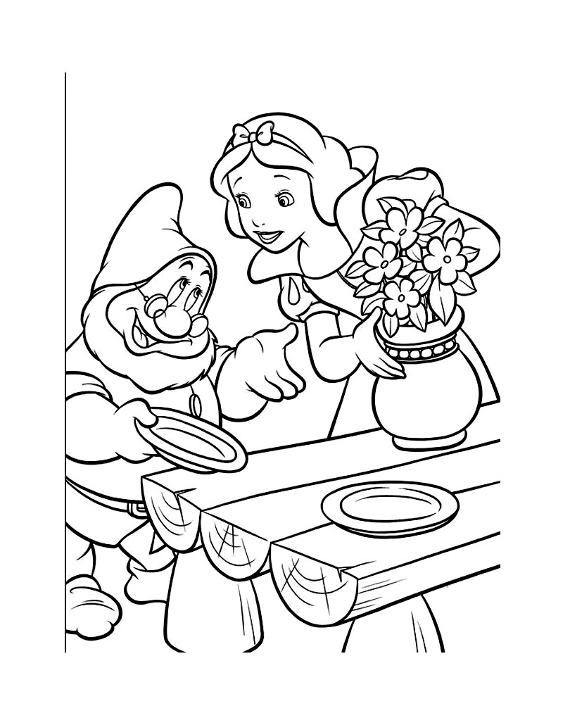 Coloriage Blanche Neige et nain