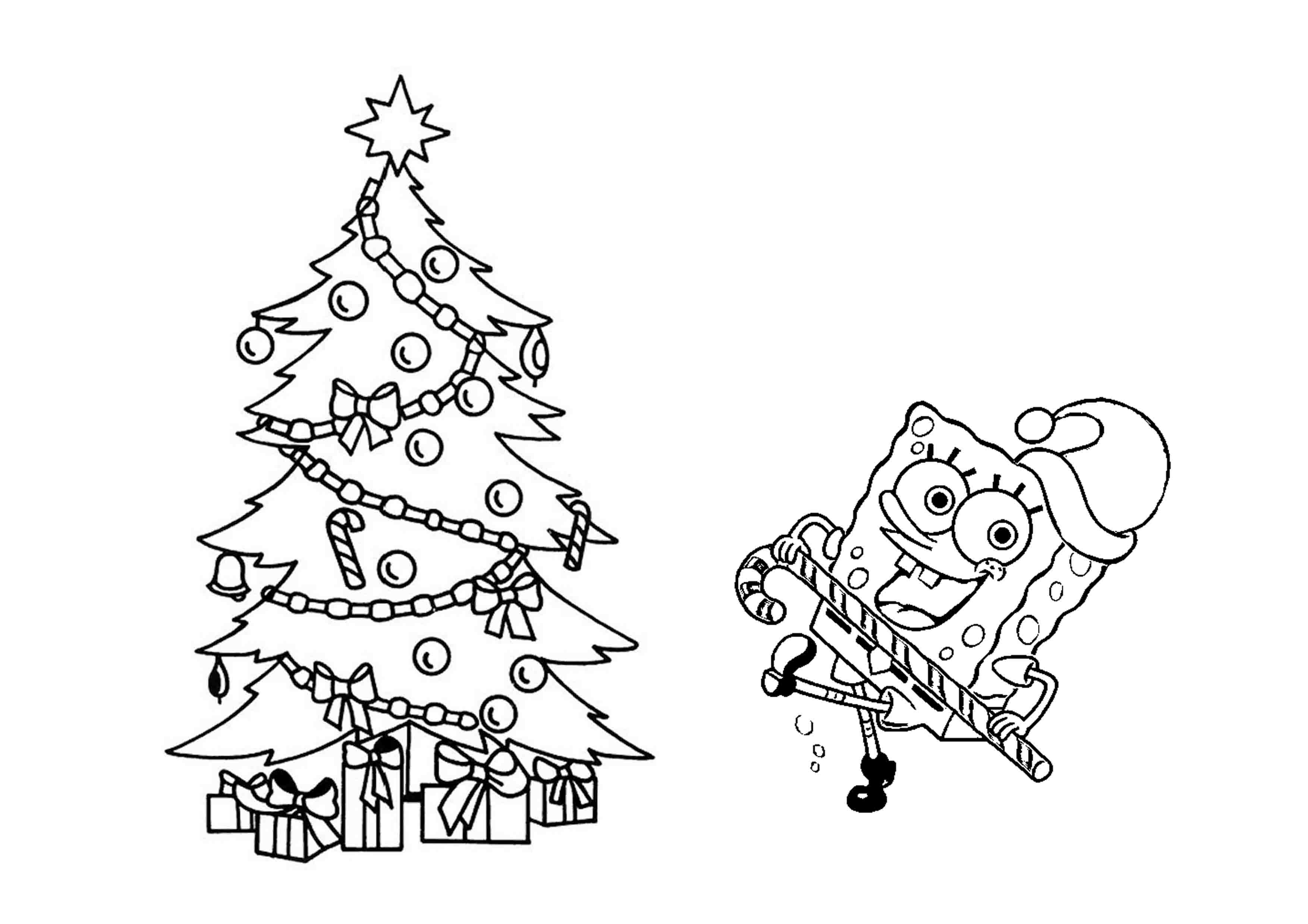 Disegno di Da Sponge Bob al Natale da colorare
