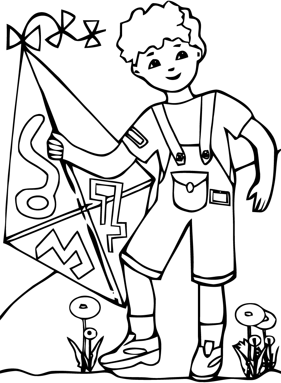 Kite Boy coloring page