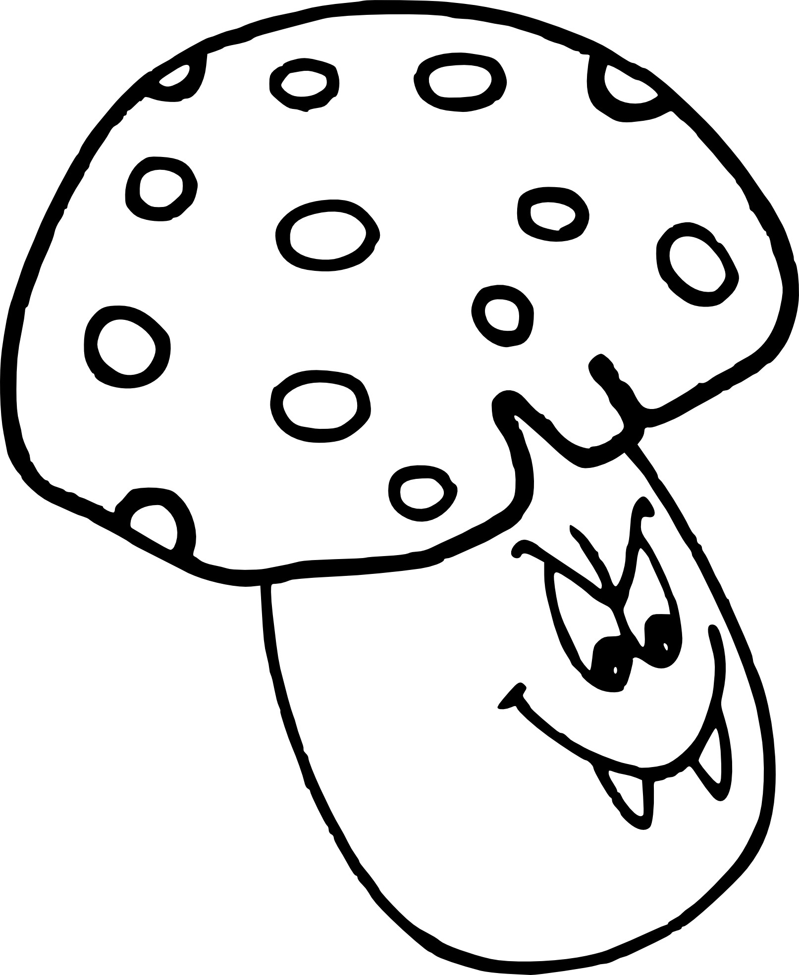 Disegno di Halloween a base di funghi da colorare
