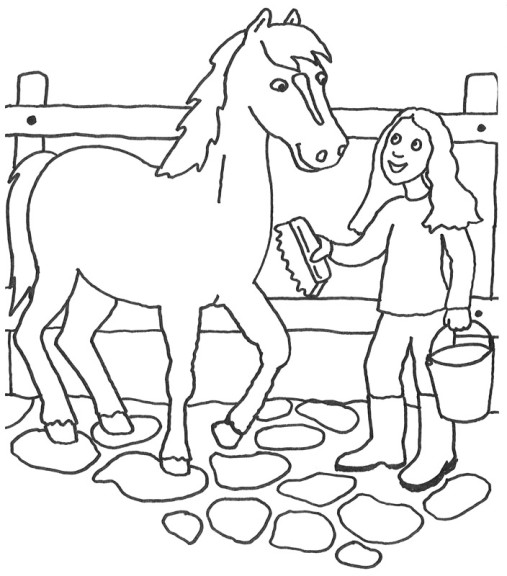 Coloriage cheval ecurie