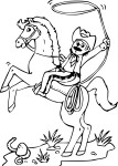 Disegno di Ragazzo mucca sul suo cavallo da colorare