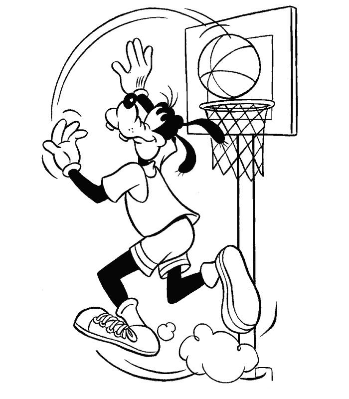 Pagina Da Colorare Di Pippo Is Playing Basketball
